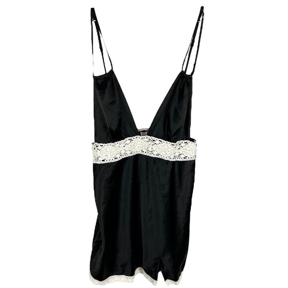Y2K Victoria's Secret White Crochet Trim Teddy Slip Dress M - Picture 1 of 4